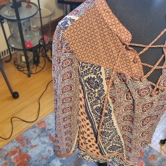 American Rag Egret Combo Lace-Up Shirt! - Picture 9 of 12